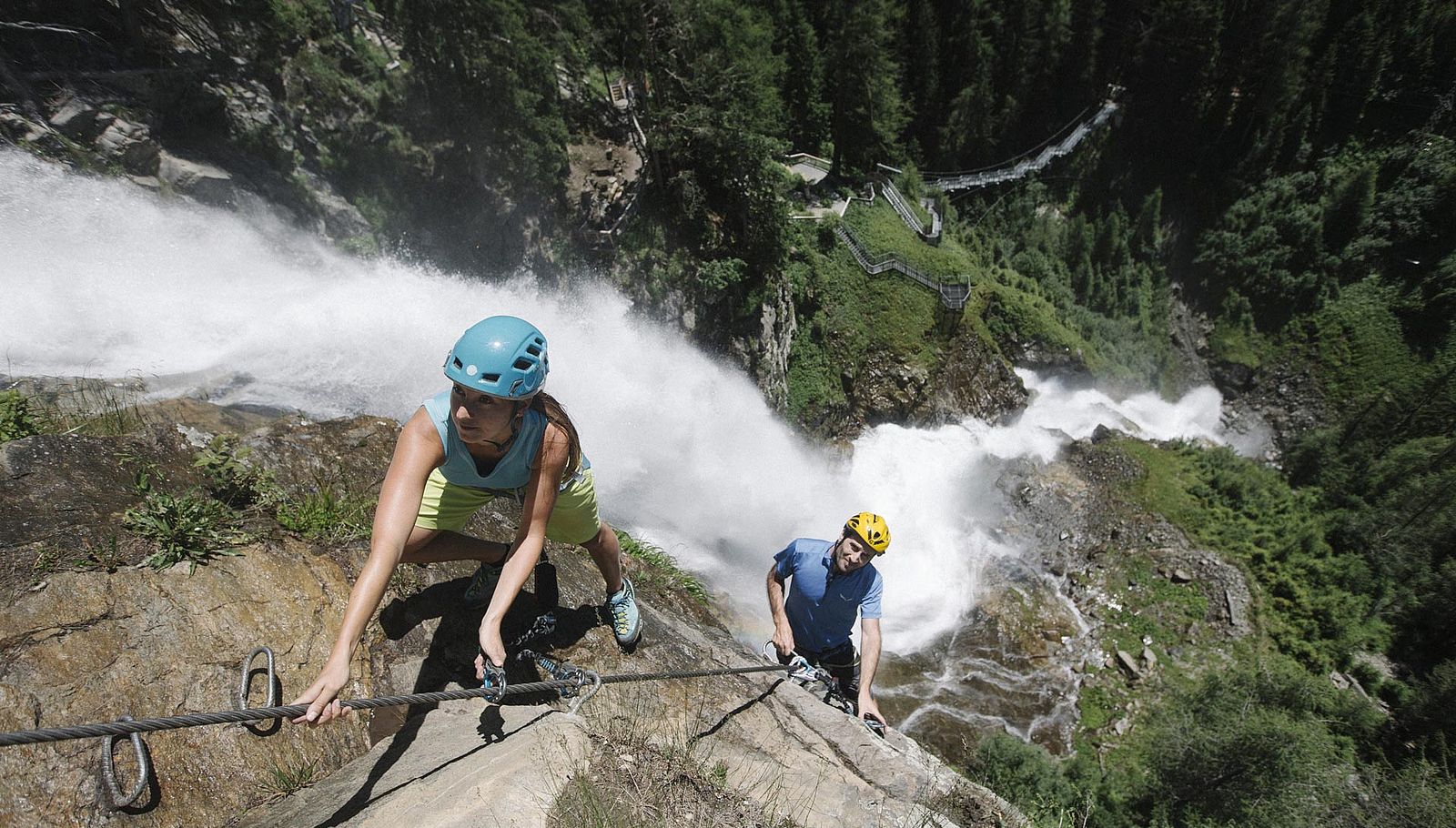 Hoch hinaus geht es auf dem Klettersteig oder Klettergarten